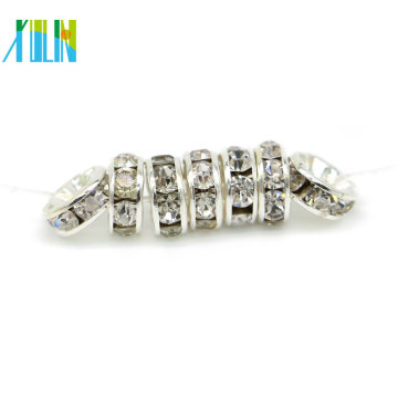 Wholesale alle Größe versilbert Strass Runde Rondelle Flat Spacer Perlen Großhandel für Schmuck DIY machen